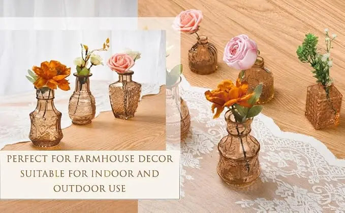 Bud Flower Vase Set, Clear Glass Vases
