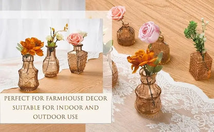 Bud Flower Vase Set, Clear Glass Vases