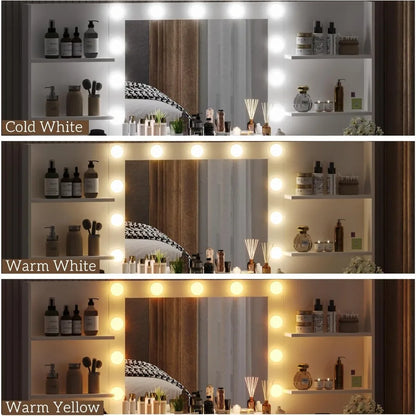 61.9‘’L Large Desk Set with Mirror & Lights