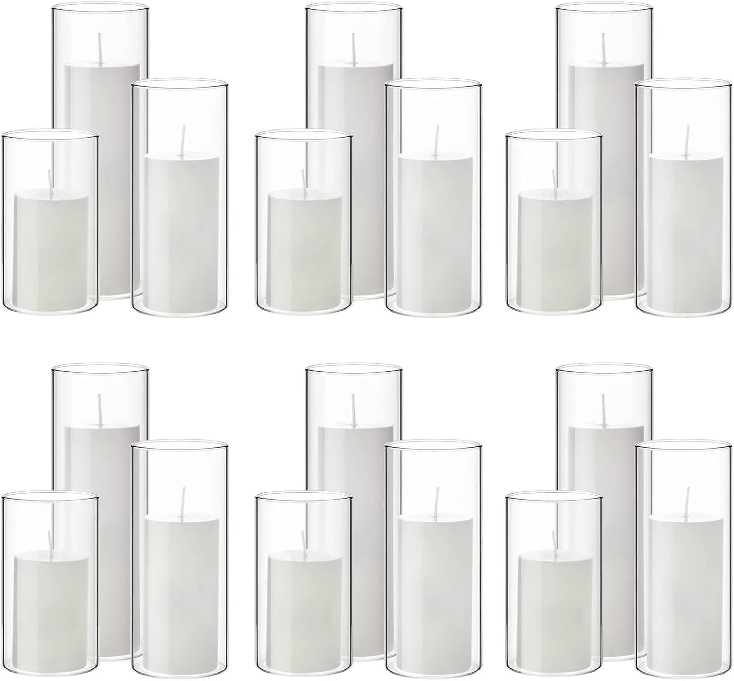 36 Pcs Pillar Candles and Glass Cylinder Vases