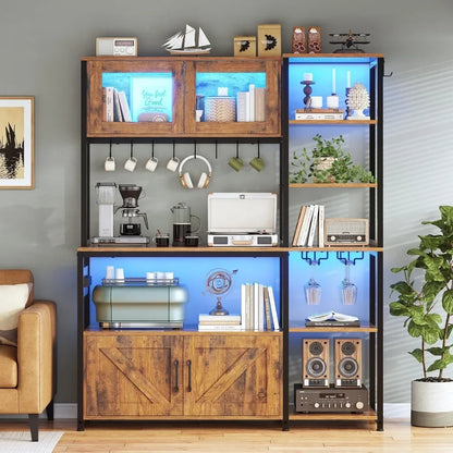 45.3 Inch Bakers Rack with Power Outlet and LED Light