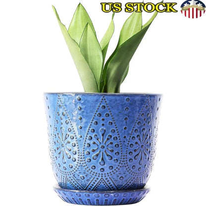 8 Inch Ceramic Plant Pot with Drainage Holes