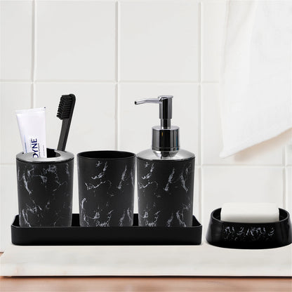 5-piece white/black marble set