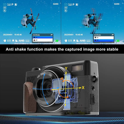 56MP Cameras for Photography 4K 180°Flip Screen Digital Point and Shoot Camera