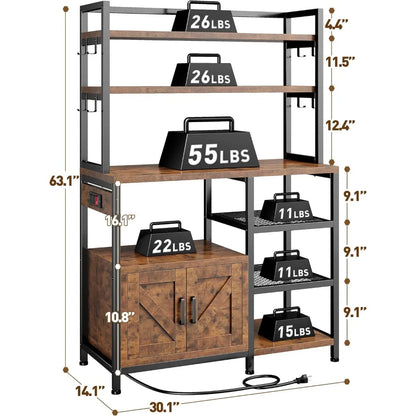6-Tier Coffee Bar with Storage Cabinet