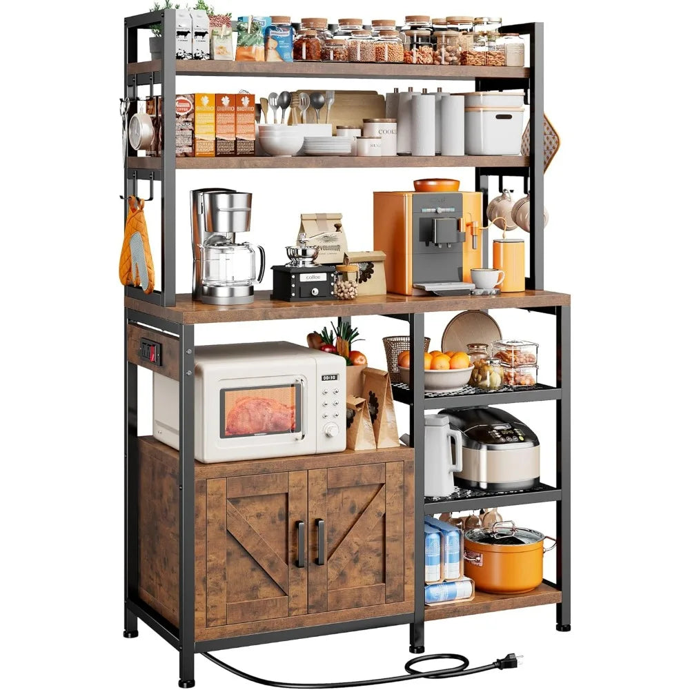 6-Tier Coffee Bar with Storage Cabinet