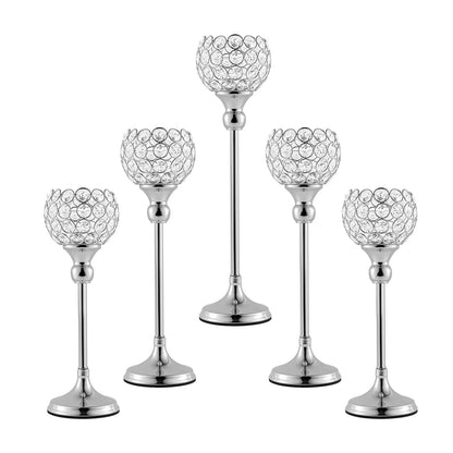 Gold and Silver Crystal Holders for Wedding Centerpieces, 5PCs per Set