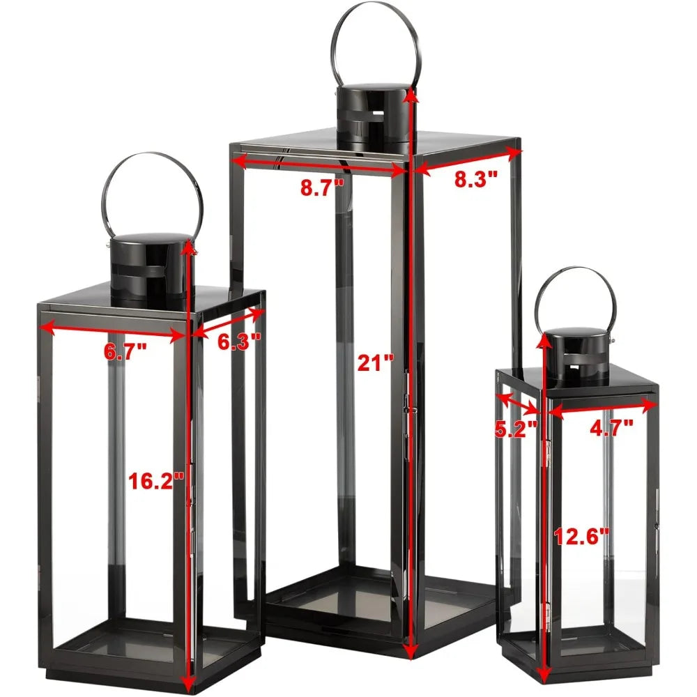 Set of 3, Hanging Decor Hurricane Lantern Candle Holder