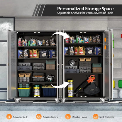 Upgraded Wide & Deep Garage Storage Cabinet with wheels