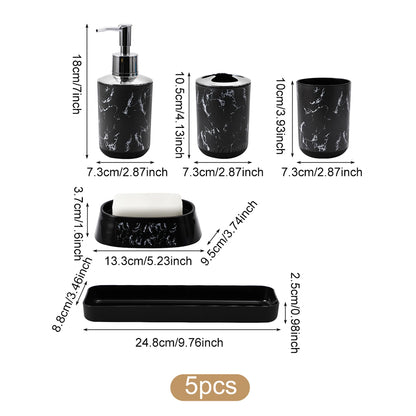 5-piece white/black marble set