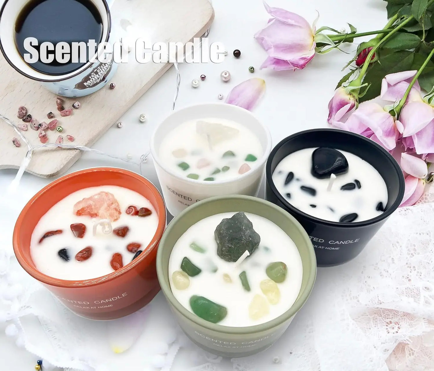 Soy Candle with Musical Greek Goddess Statue