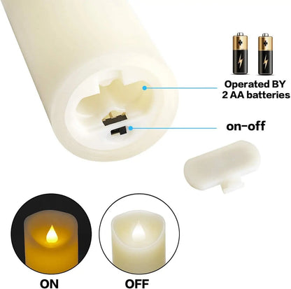 Set of 9 Real Wax Pillar Flickering Battery Candles With 10 key Remote Control Timer 300 Hours