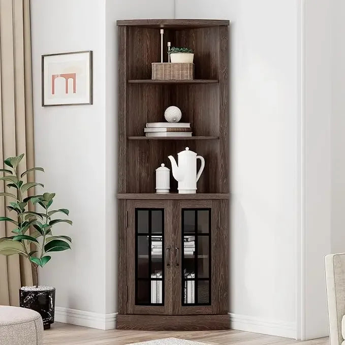 65" Tall Display Cabinet with Glass Doors & Adjustable Shelve