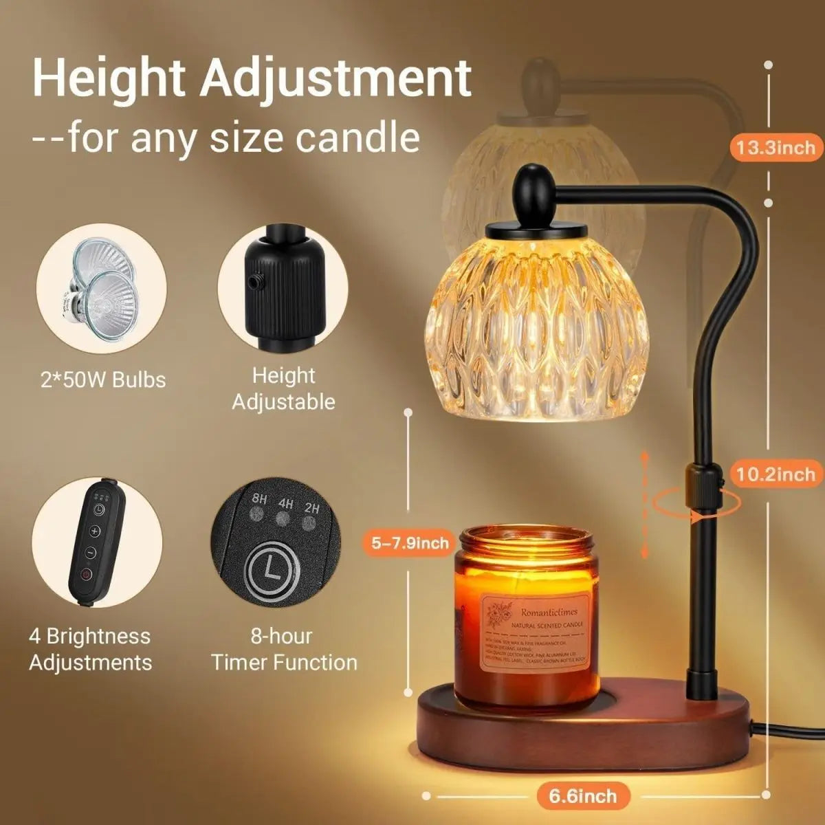 110V/230V Bedside Lamp Adjustable Candle Warmer