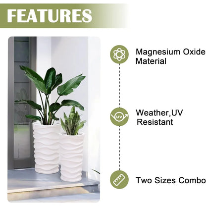 Set of 2 Garden Plant Pots Indoor Outdoor Planters