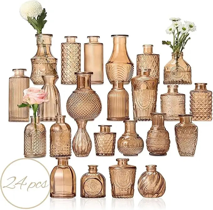 Bud Flower Vase Set, Clear Glass Vases