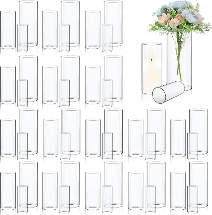 9.5" High x4.5 Wide 48 Pcs Glass Cylinder Vase Bulk Clear