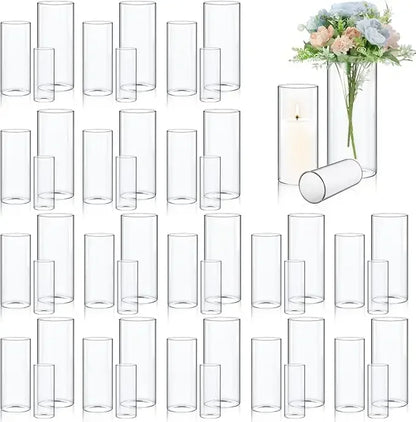 9.5" High x4.5 Wide 48 Pcs Glass Cylinder Vase Bulk Clear