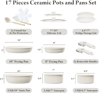 Ceramic Nonstick Cookware Set, Non Toxic