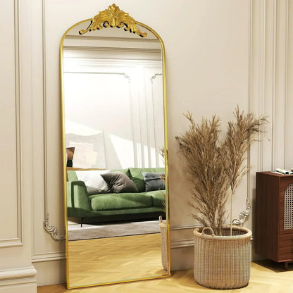 21"x64" Gold Arched Full-Length Mirror with Stand