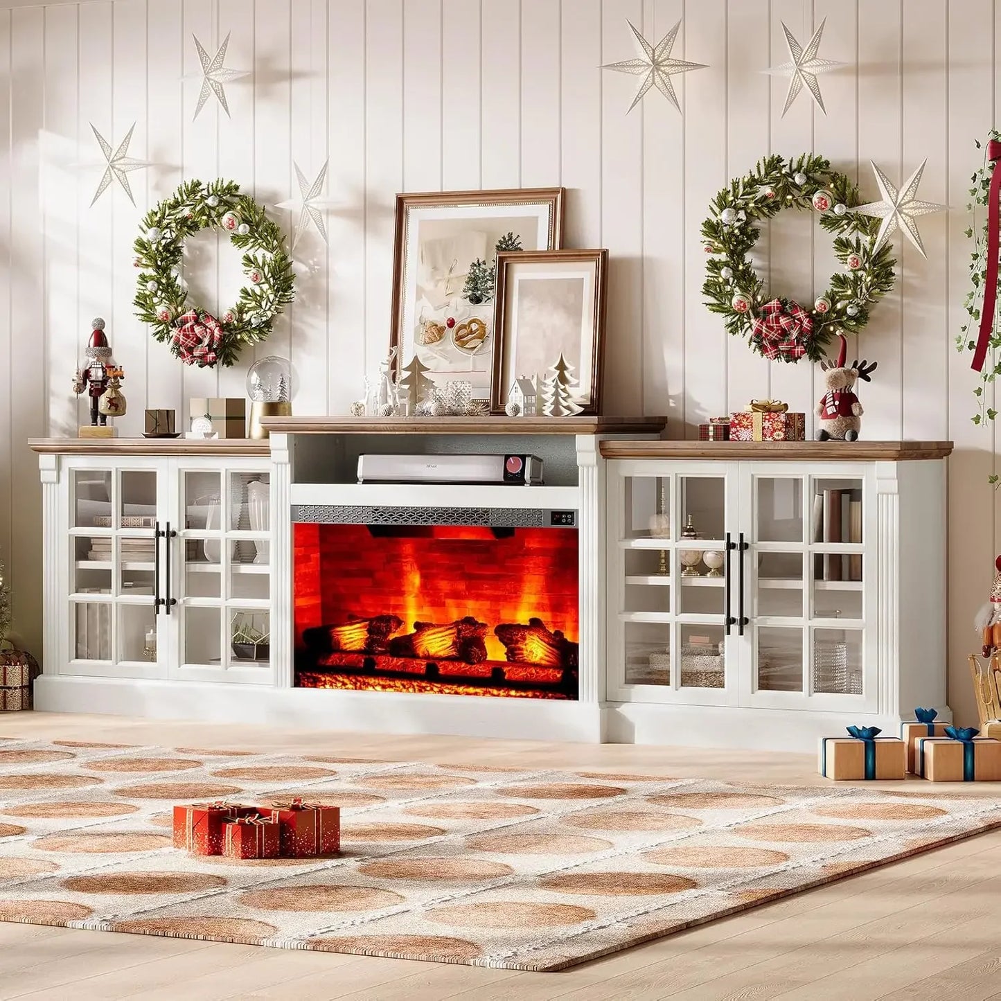 97" TV Stand with 33" Fireplace for TVs up to 100"