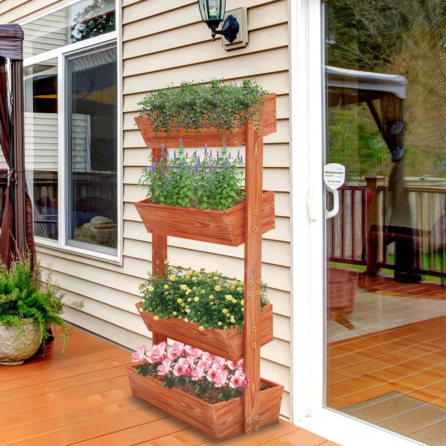 4-Tier Raised Garden Bed, Vertical Flower Pots Rack