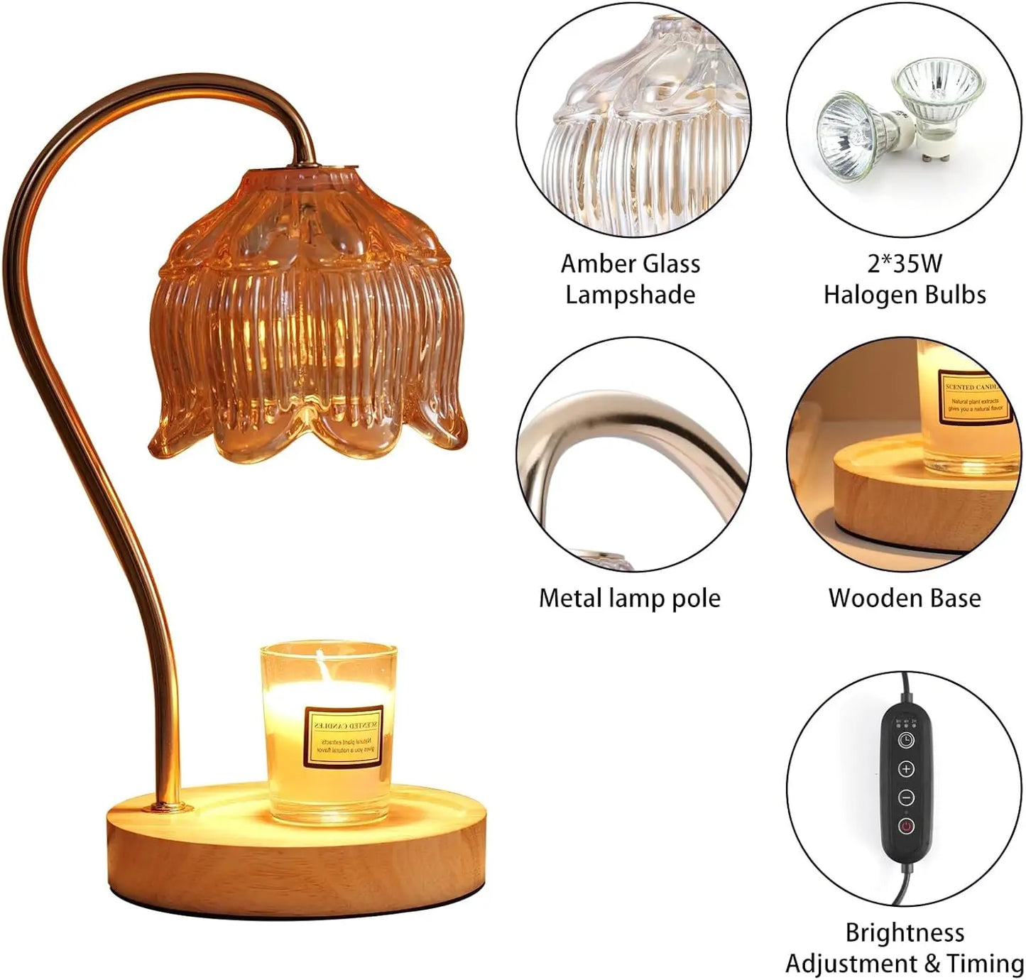 Fragrance Candle Warmer Lamp with 2 Bulbs