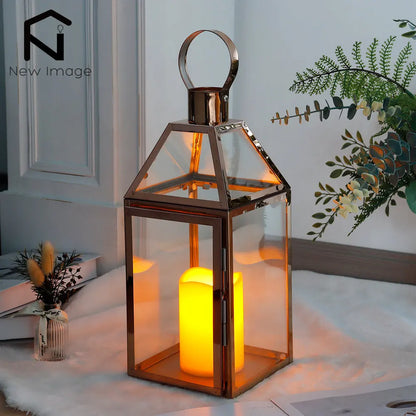 Rose Gold Stainless Steel Candle Holder Decorative Lanterns