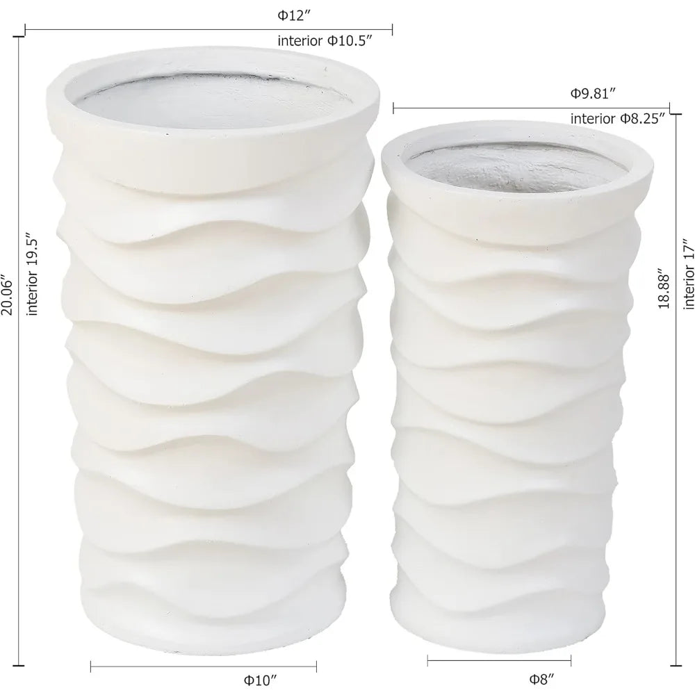 Set of 2 Garden Plant Pots Indoor Outdoor Planters