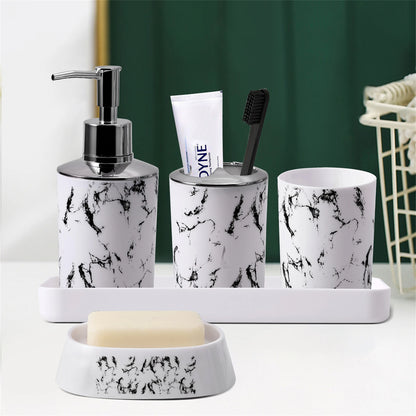 5-piece white/black marble set