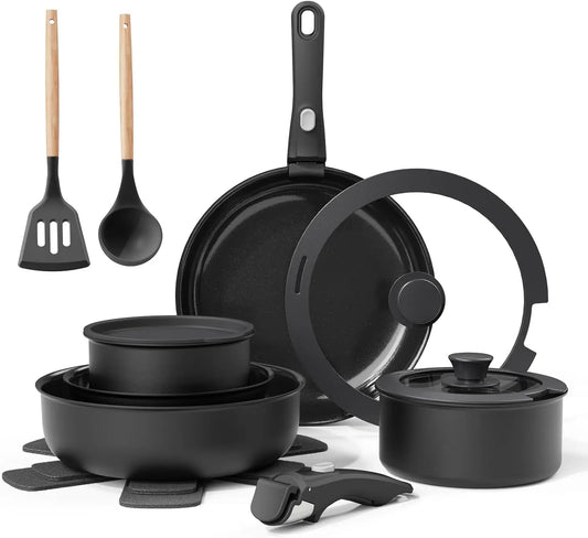 Ceramic Nonstick Cookware Set, 17 Pieces