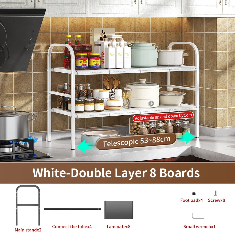 1 Set Kitchen Under Sink Organizers, Expandable Cabinet Shelf Organizer