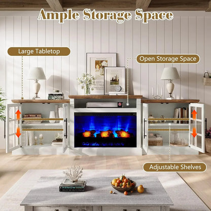 97" TV Stand with 33" Fireplace for TVs up to 100"