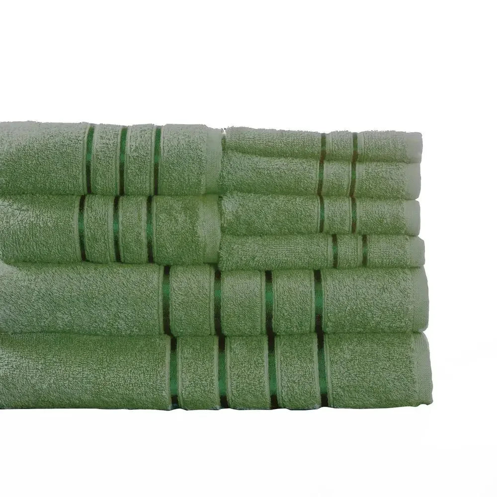 8-Piece Plush 100% Cotton Bath Towel Set Washcloths Hand Towels Bath Towels Solid Green
