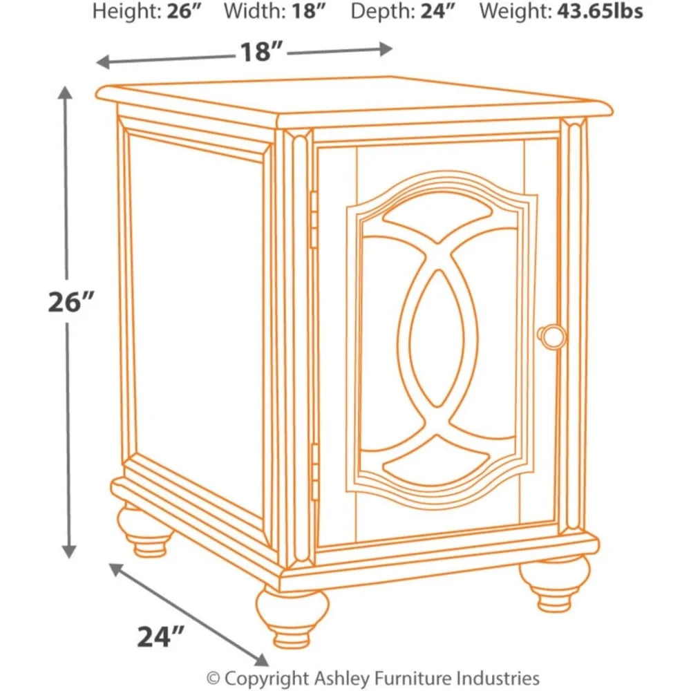 End Table, White/Brown Wood