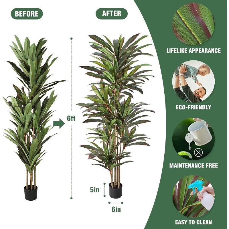 6ft Red Yucca Silk Tree Faux Plants
