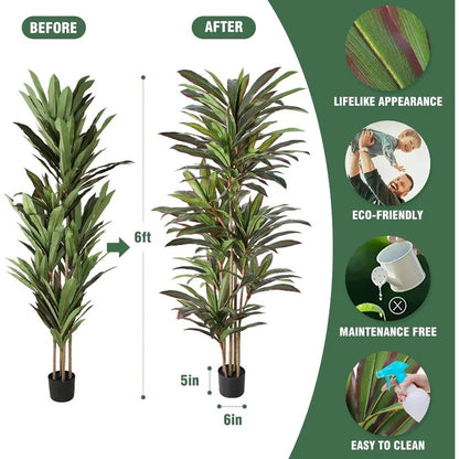 6ft Red Yucca Silk Tree Faux Plants