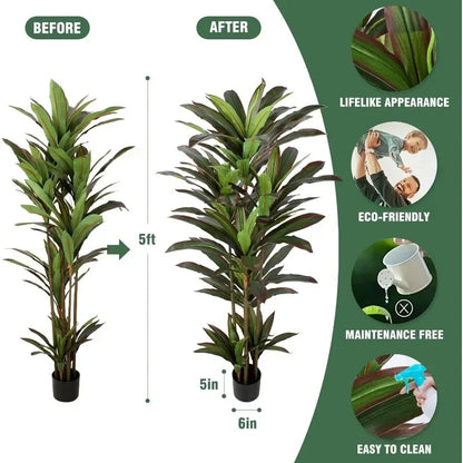 5ft Red Yucca Silk Tree Faux Plants Indoor