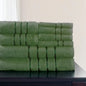 8-Piece Plush 100% Cotton Bath Towel Set Washcloths Hand Towels Bath Towels Solid Green