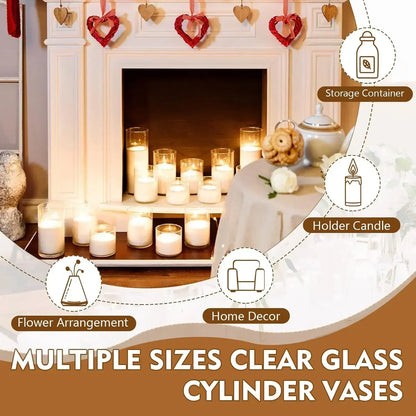 9.5" High x4.5 Wide 48 Pcs Glass Cylinder Vase Bulk Clear