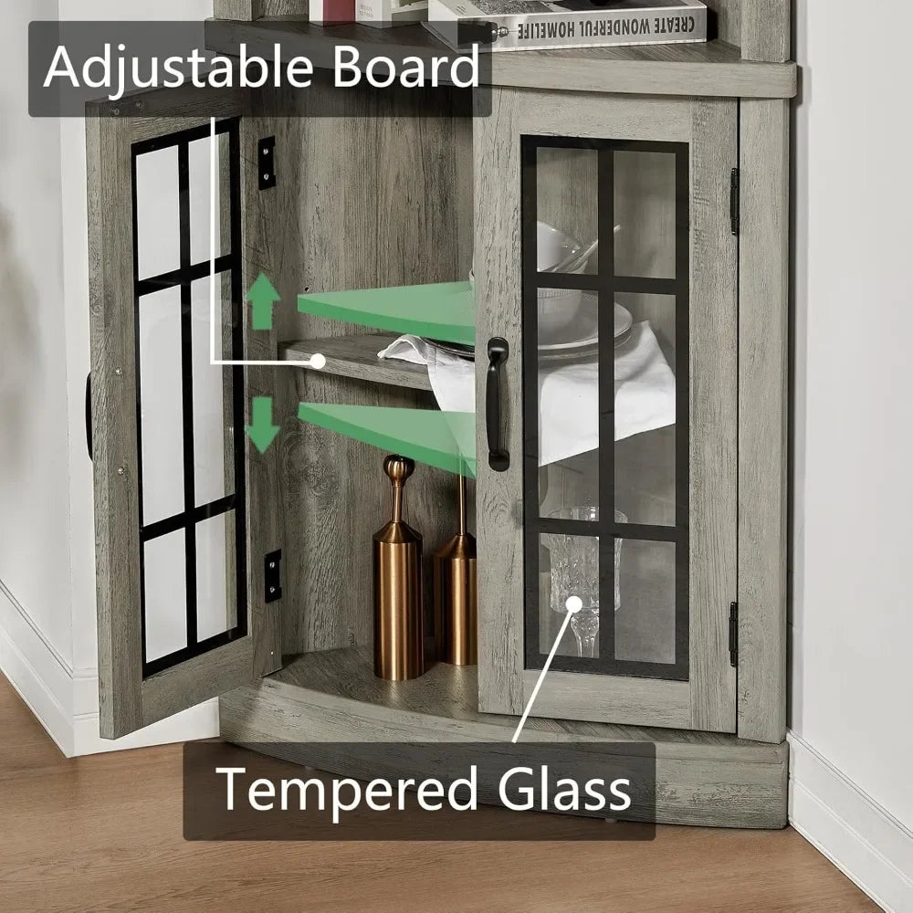65" Tall Display Cabinet with Glass Doors & Adjustable Shelve