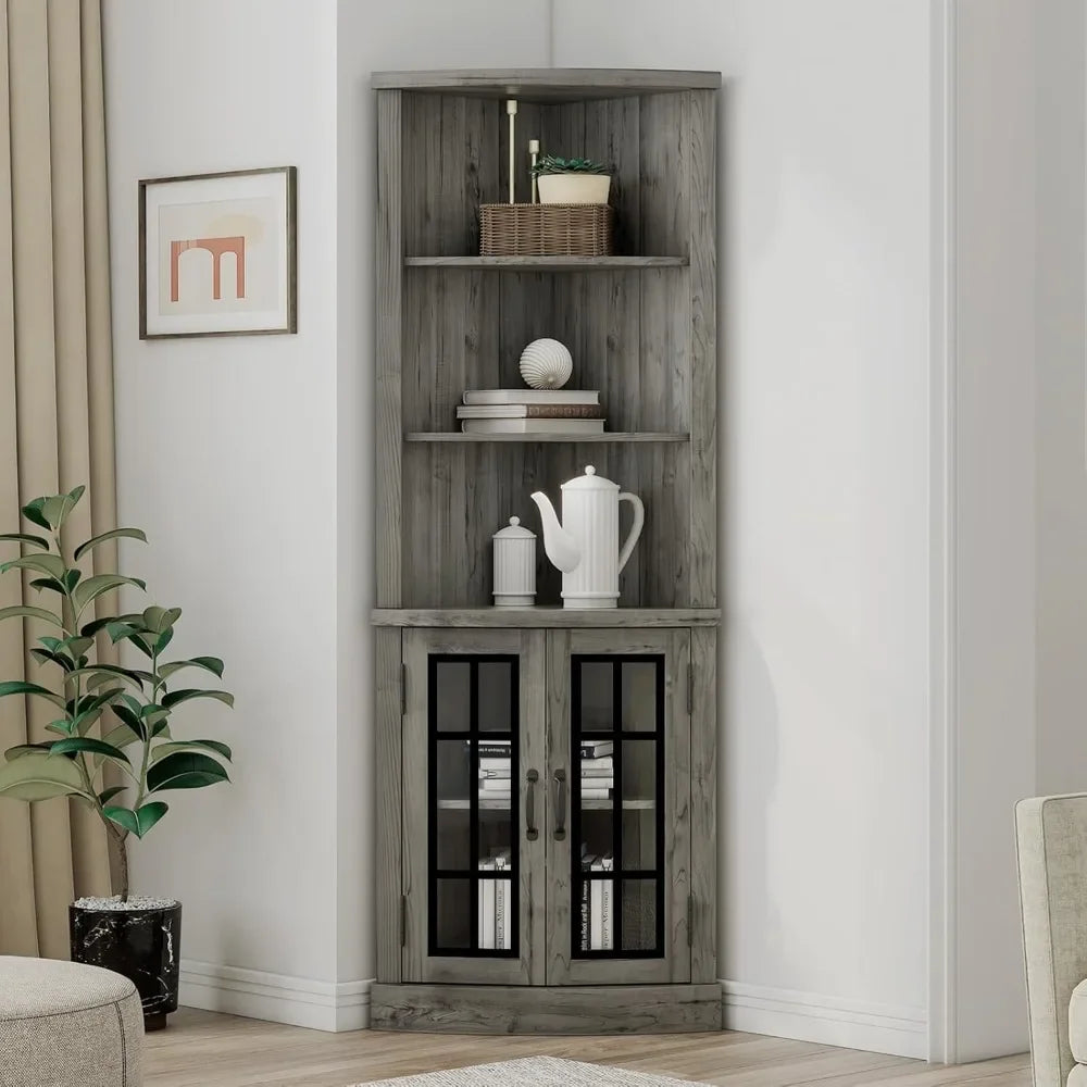 65" Tall Display Cabinet with Glass Doors & Adjustable Shelve
