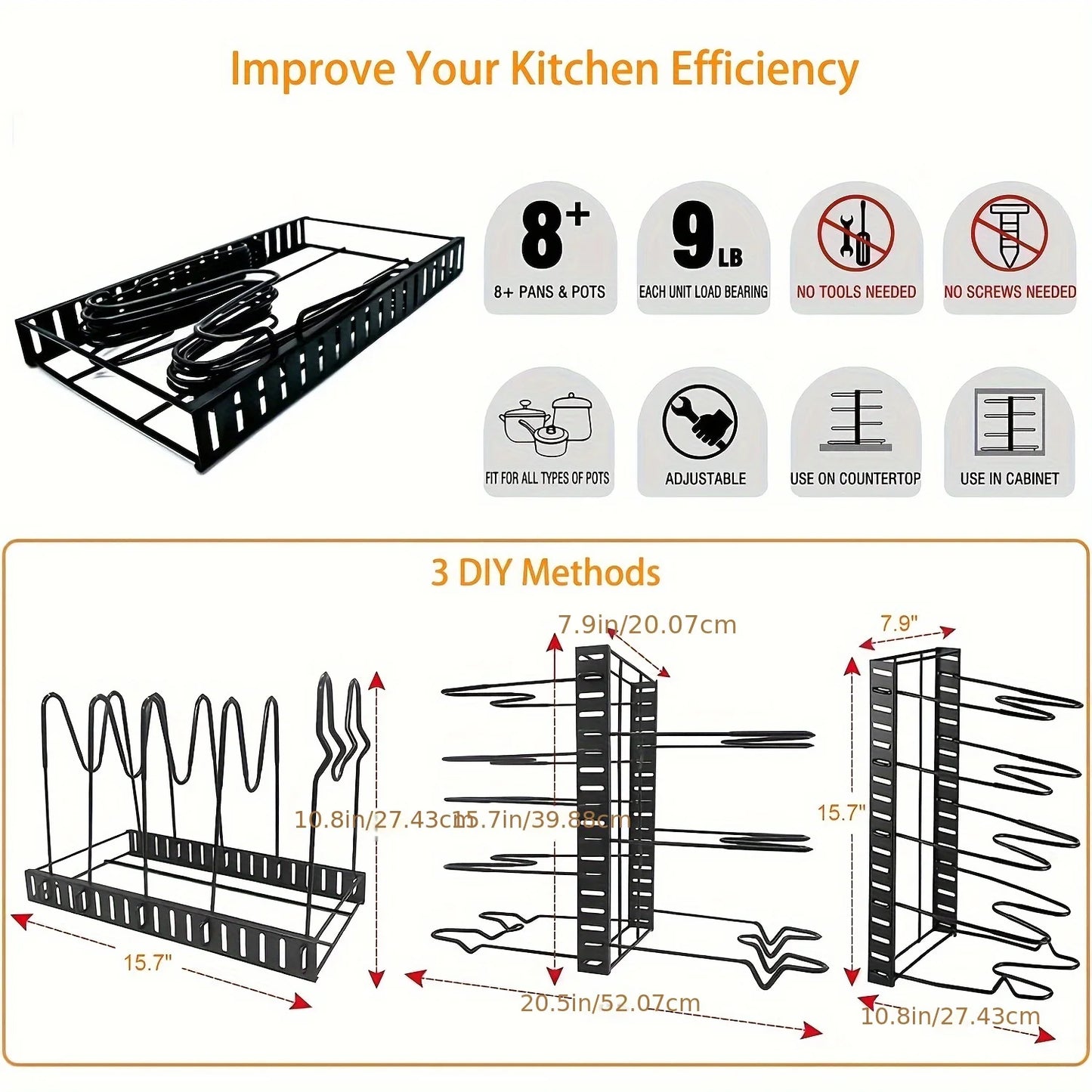 2 Pack Pot Rack, Organizers, Kitchen Organization & Storage Rack