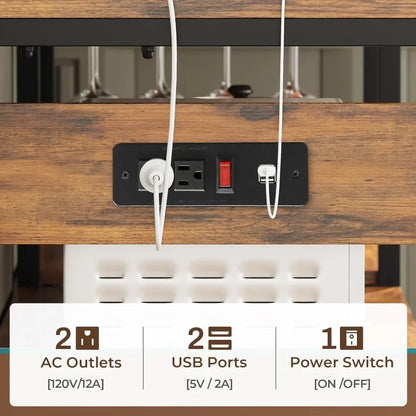 45.3 Inch Bakers Rack with Power Outlet and LED Light