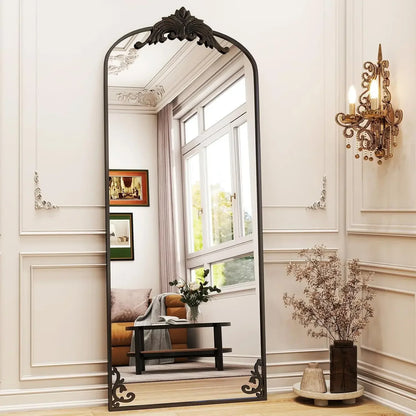 21"x64" Gold Arched Full-Length Mirror with Stand