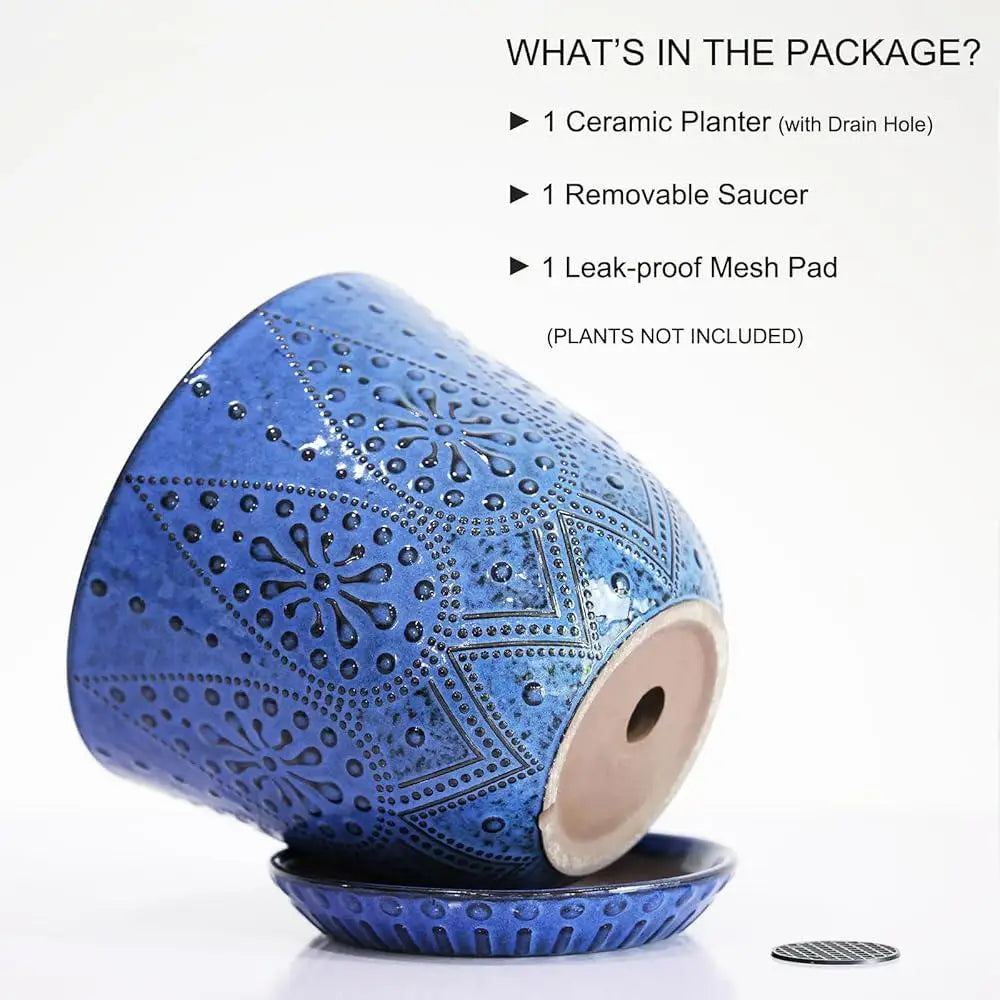 8 Inch Ceramic Plant Pot with Drainage Holes