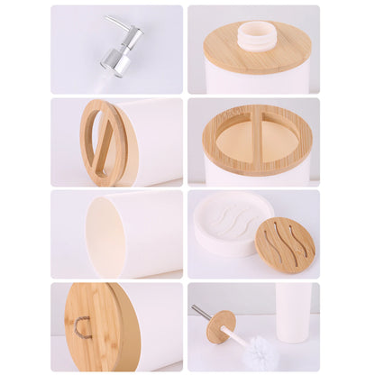 6PCS  Bamboo Lid Bathroom Kit