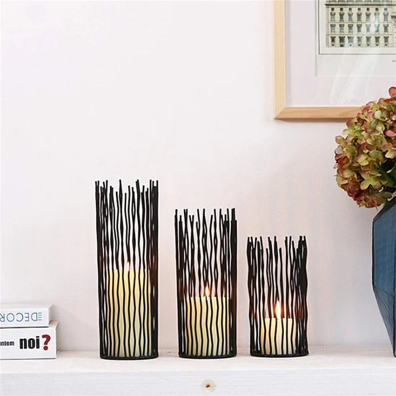 8/10/12 inches, 3 metal wire willow candle holders