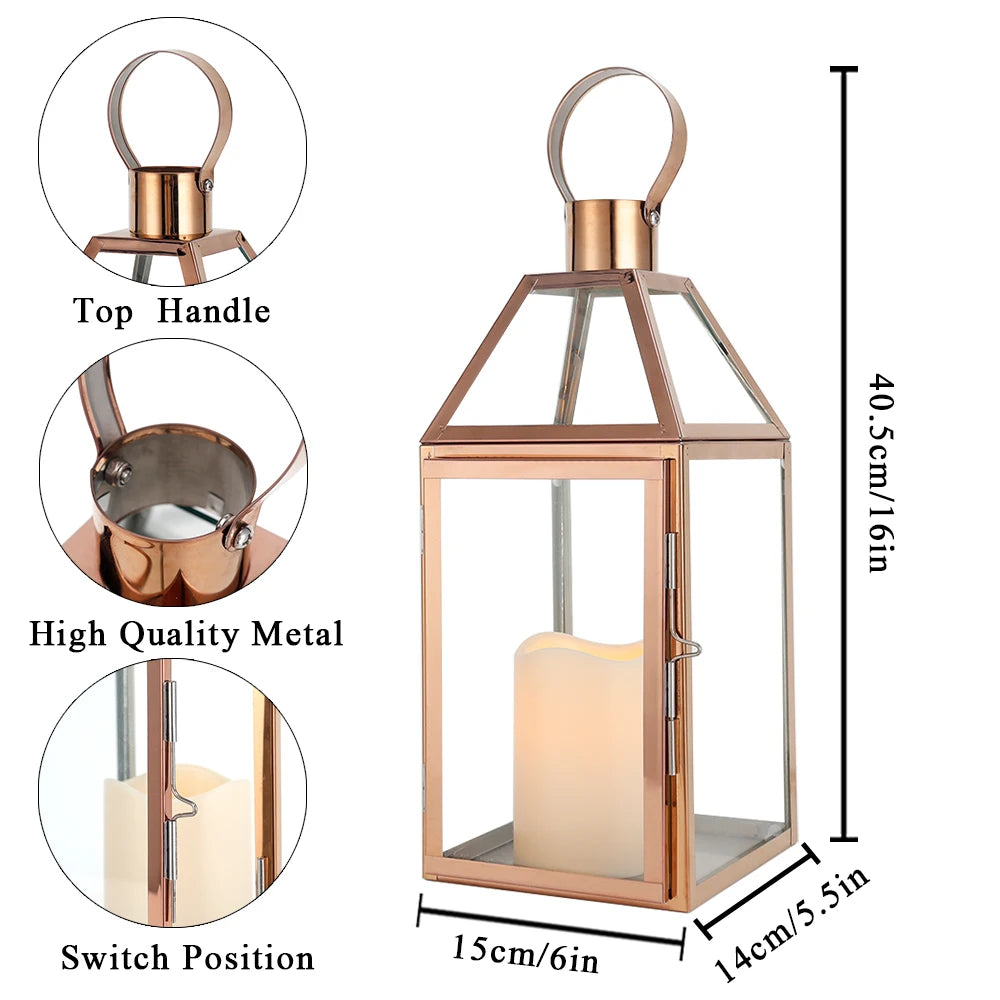 Rose Gold Stainless Steel Candle Holder Decorative Lanterns