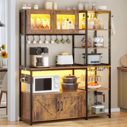 45.3 Inch Bakers Rack with Power Outlet and LED Light